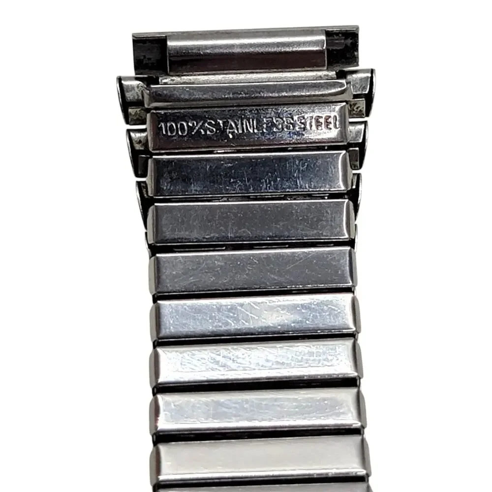 Vintage Stainless Steel Expansion Stretch Watch Band Bracelet Mens Retro Strap